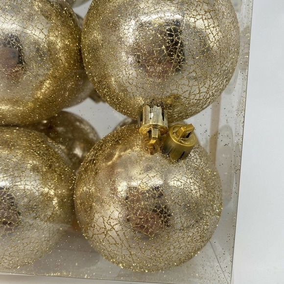 Ellsworth Avenue Christmas Ornaments Shatterproof Kugel Crackle Gold 3” Set 18 - Picture 3 of 6